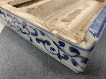 A Japanese blue and white Shoki-Imari rectangular box and cover, Edo